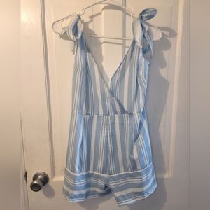 Blue striped romper